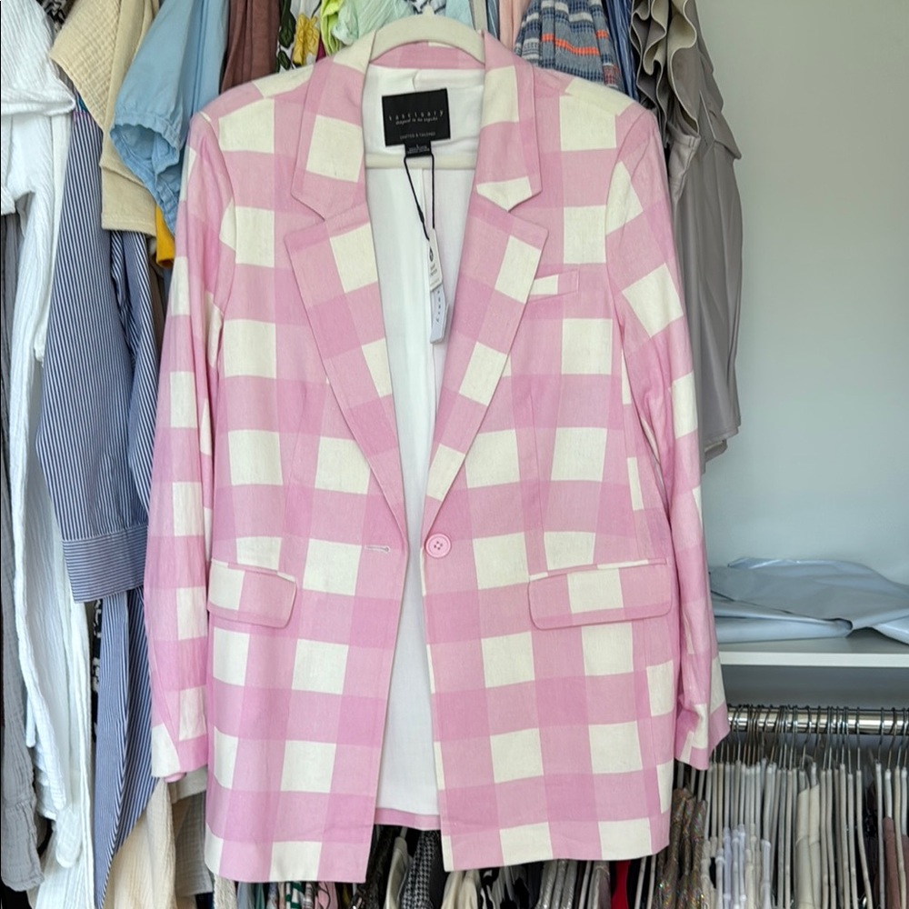 Sanctuary Pink and White Sport Blazer Classic Gingham Design